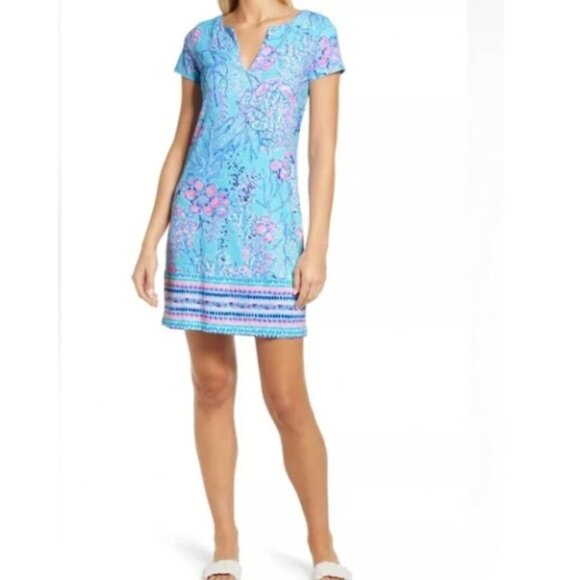 Lilly Pulitzer Sophiletta Dress Blue Ibiza Now You Sea Me, Size L, UPF50+, EUC! - Picture 4 of 10